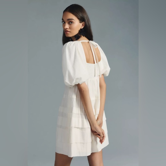 Anthropologie Square-Neck Puff-Sleeve Tiered Dress - Picture 9 of 11